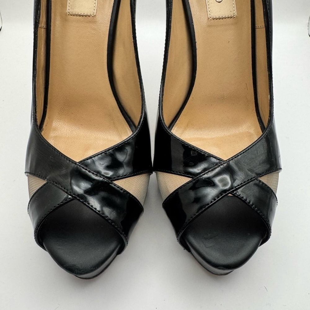 Valentino Black Patent Leather Peep-Toe Heels Size 39.5 - Picture 6 of 9